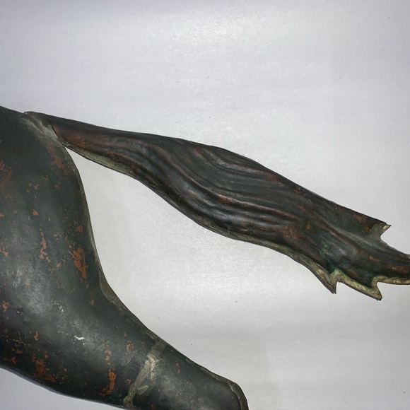 ANTIQUE Ethan Allen running horse HAND HAMMERED COPPER weathervane w/stand - Picture 11 of 16